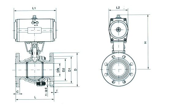 氣動法蘭球閥結構圖